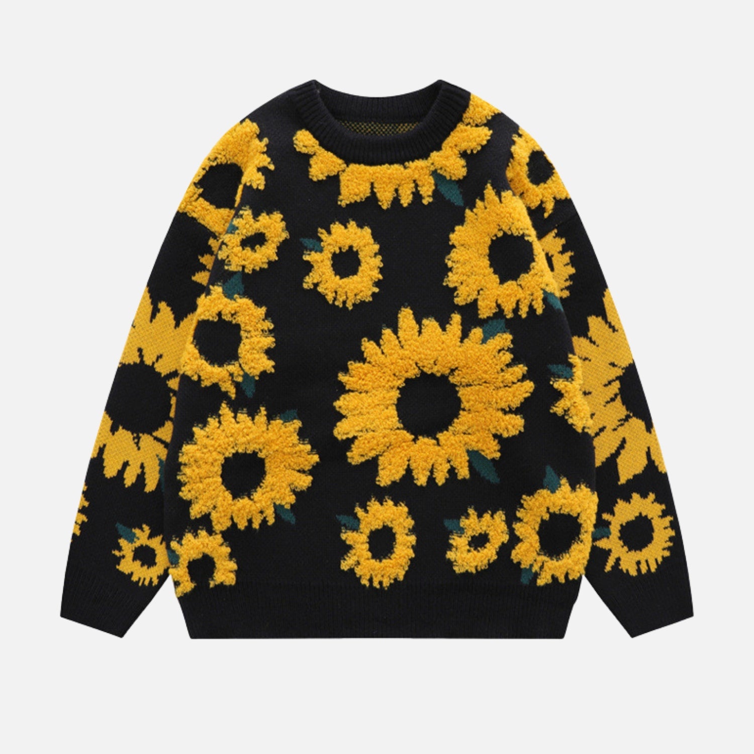 Sunflower Pattern Embroidery Knit Sweater