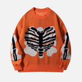 "Heart" Skeleton Pattern Knit Sweater
