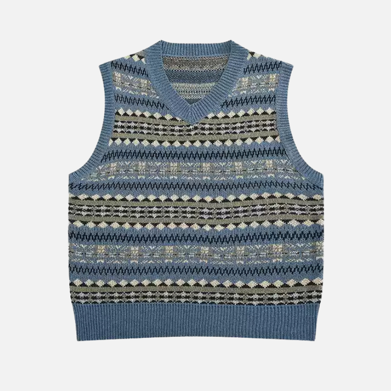 Retro Striped Knit Vest