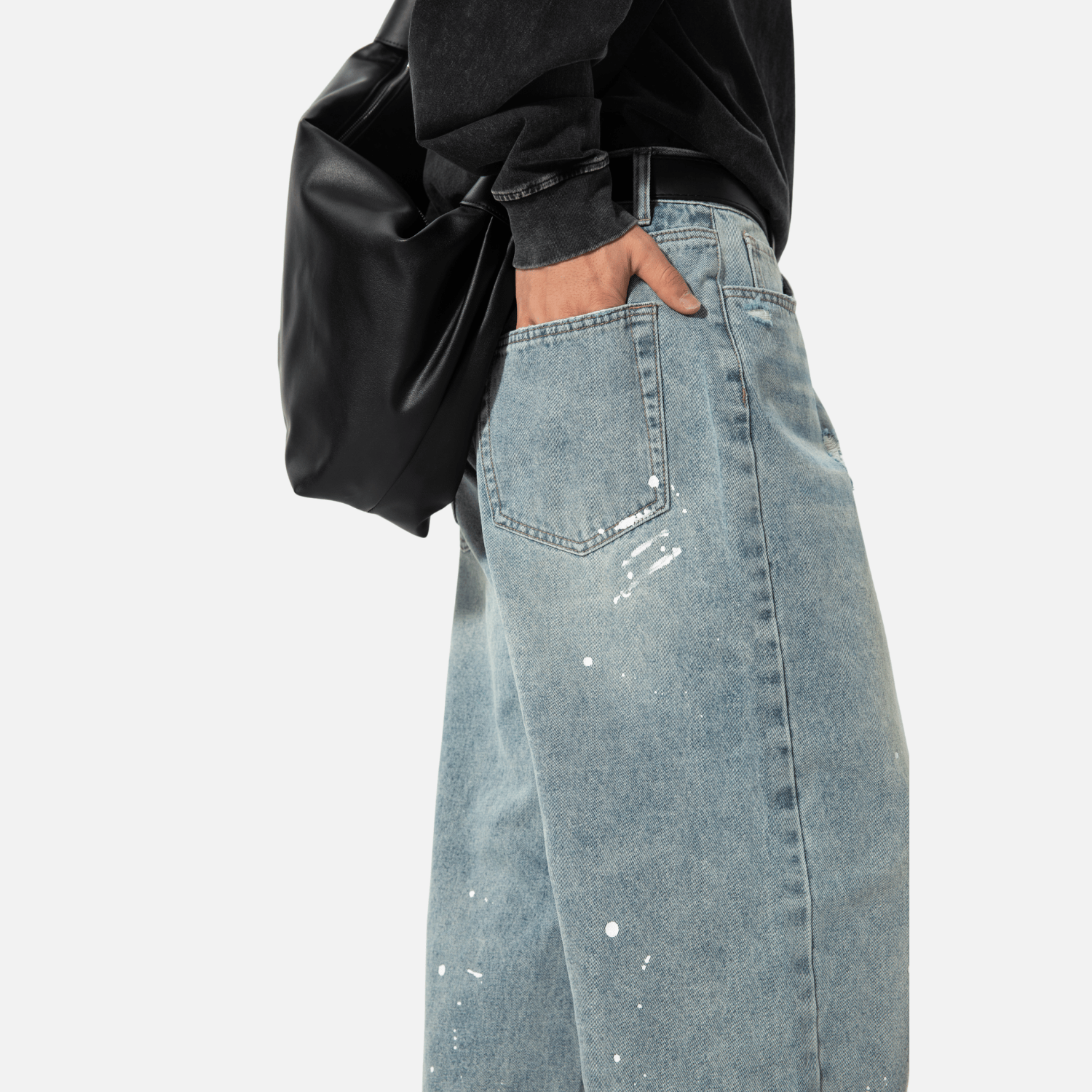 Vintage Washed Paint-Splatter Jeans