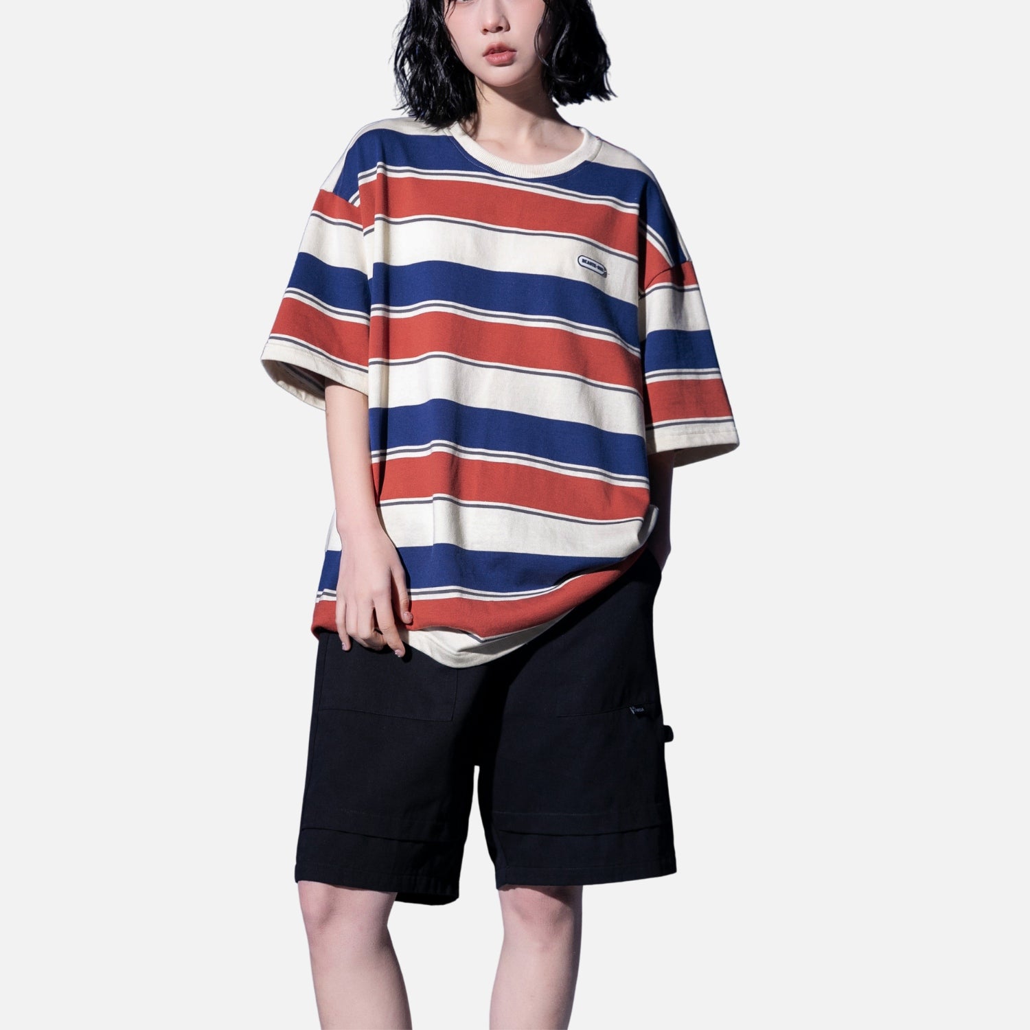 Striped Colorblock Cotton T-Shirt