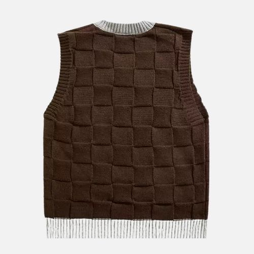 Checkered Knit Vest