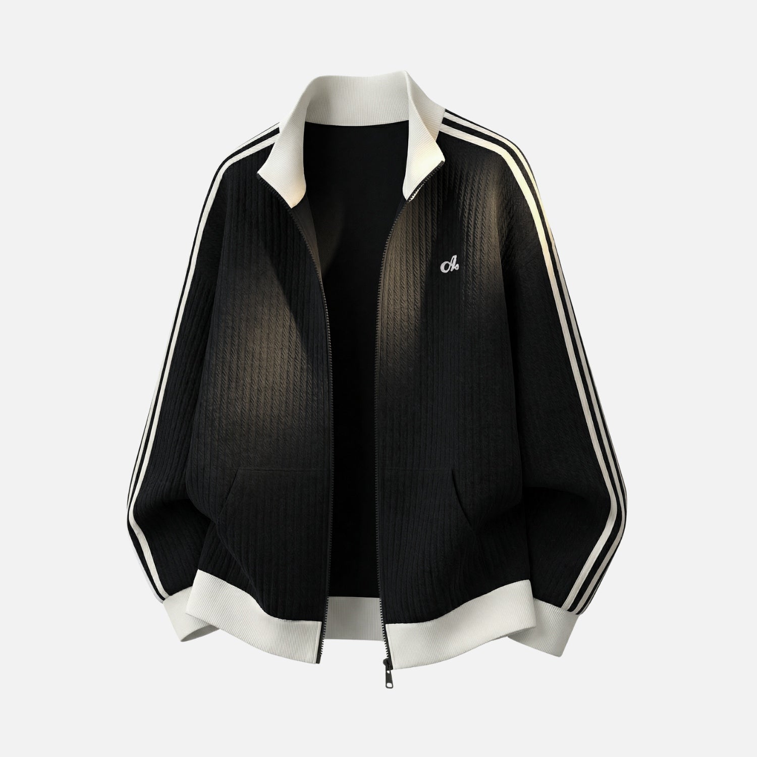 Strukturierte, farblich abgesetzte Reißverschlussjacke