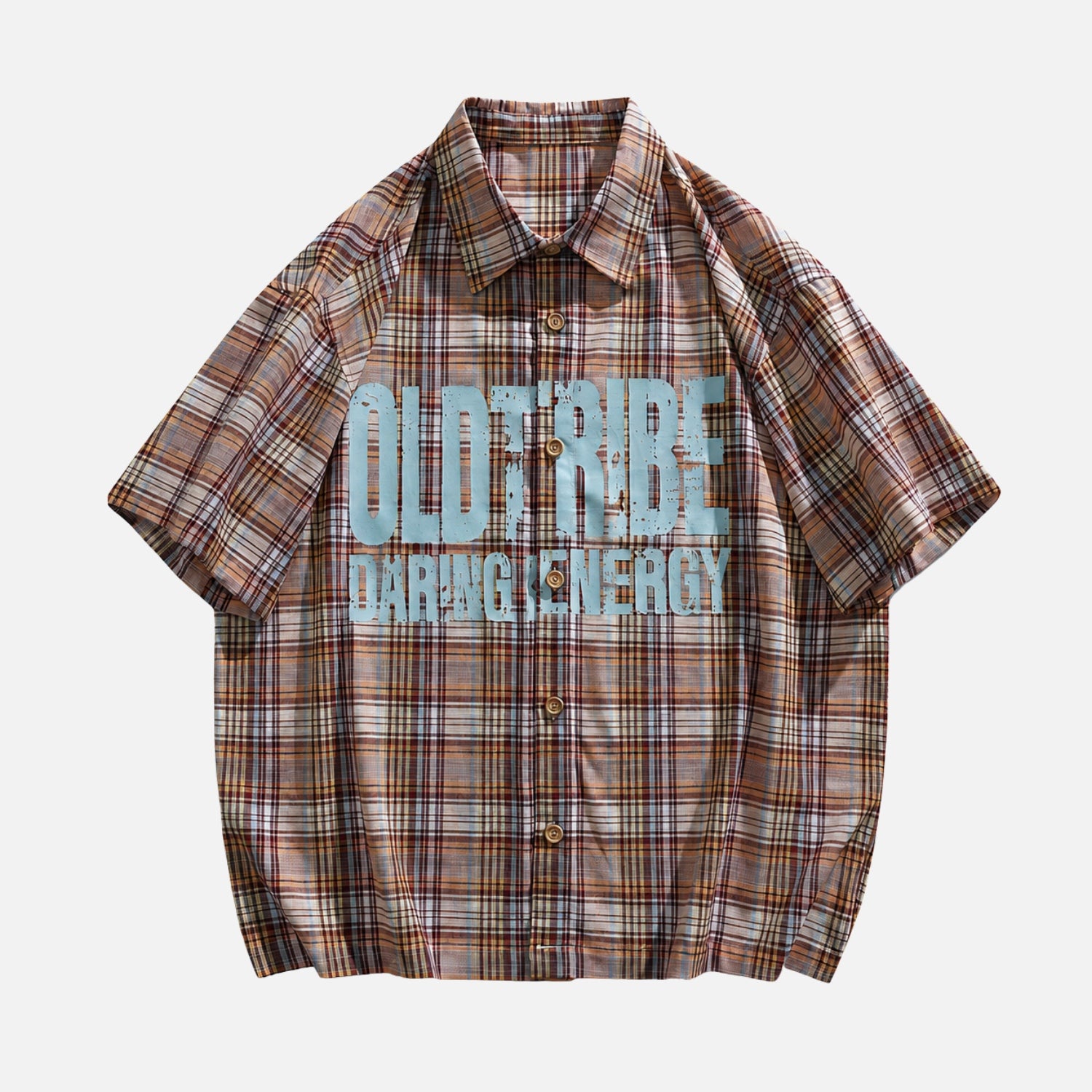 Vintage Plaid Print Cotton Shirt