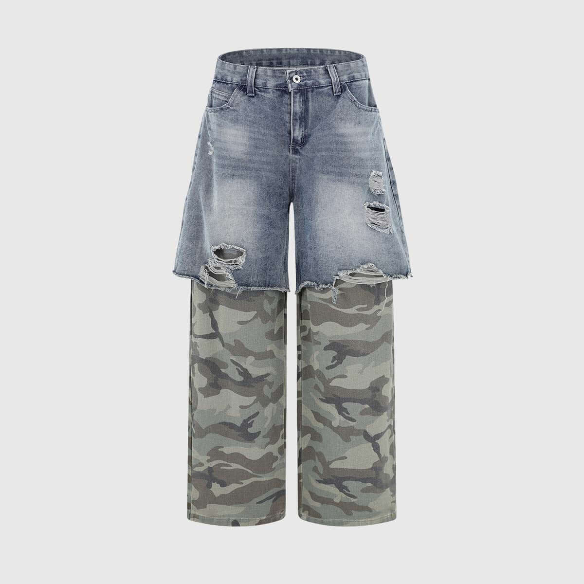 Vaqueros con parches de camuflaje
