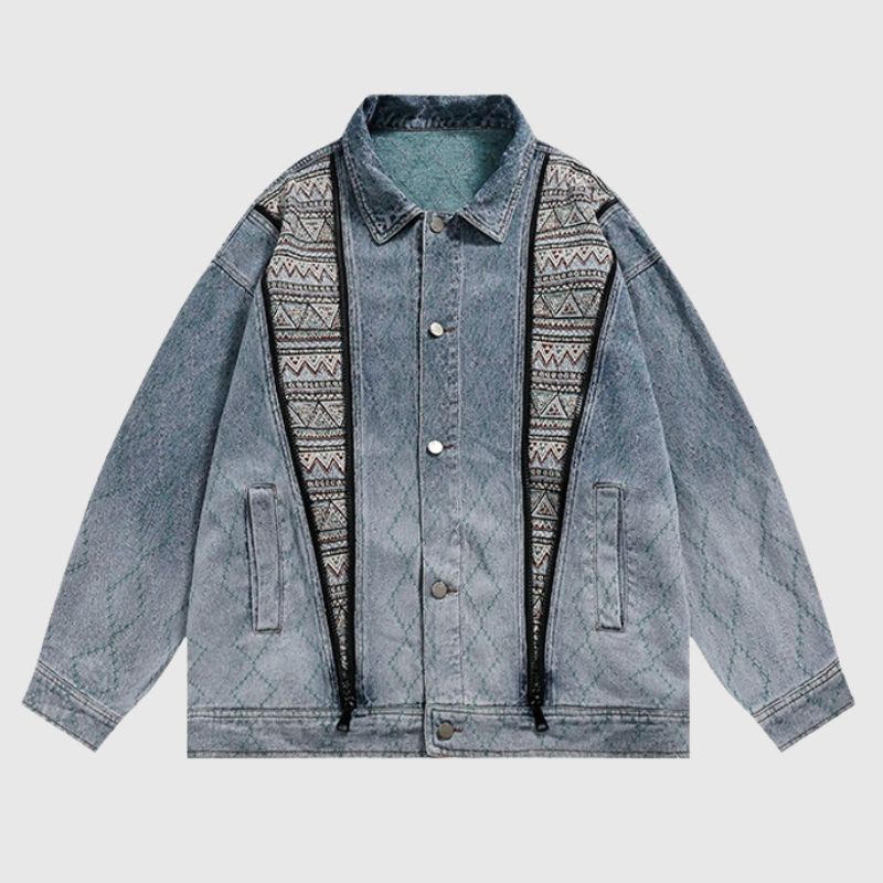 Chaqueta vaquera de patchwork vintage en contraste
