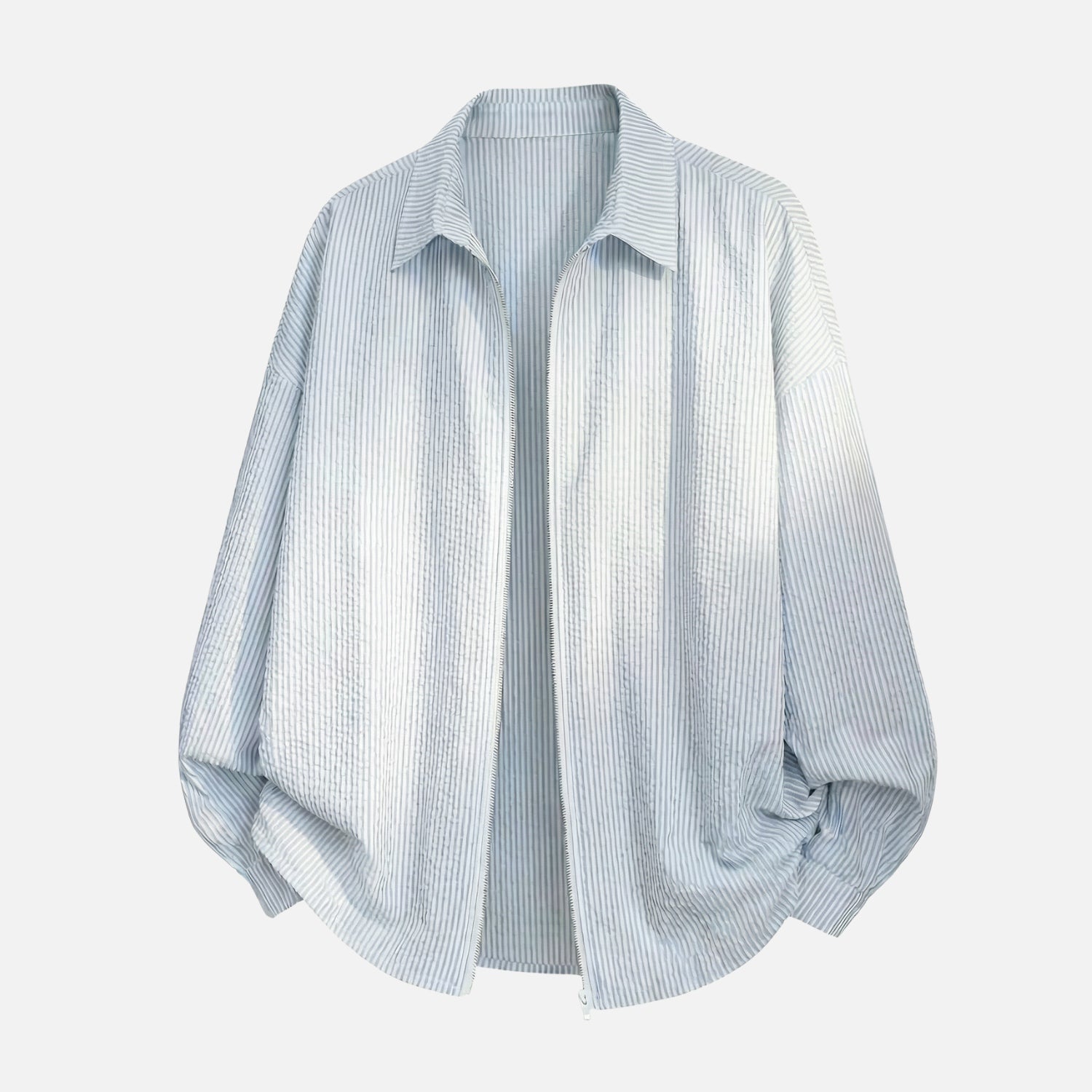 Japanese Zip-Up Striped Shirt Jacket