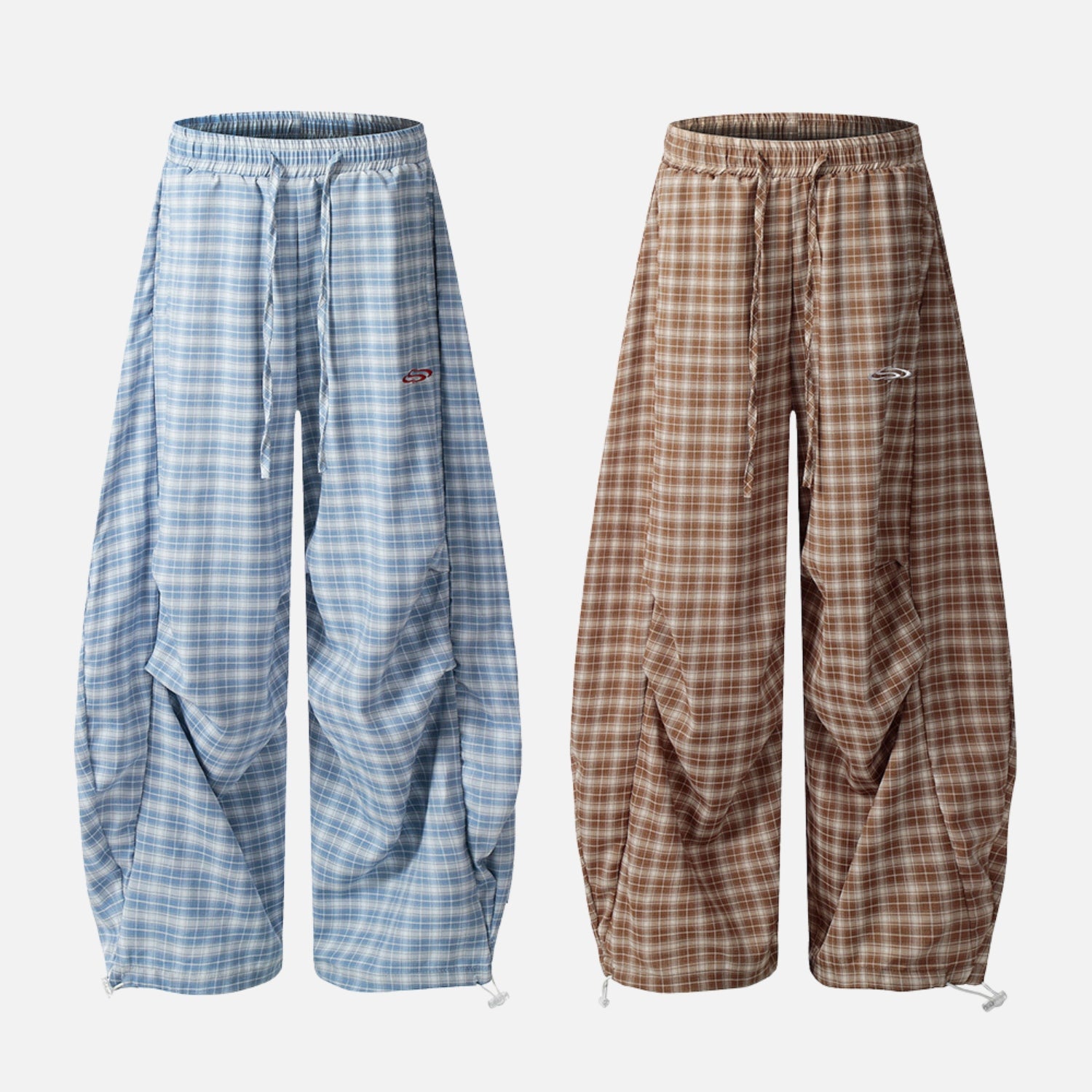 Plaid Slouchy Slant Baggy Pants