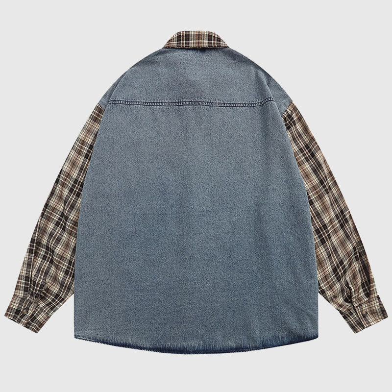 Camisas vintage de patchwork a cuadros