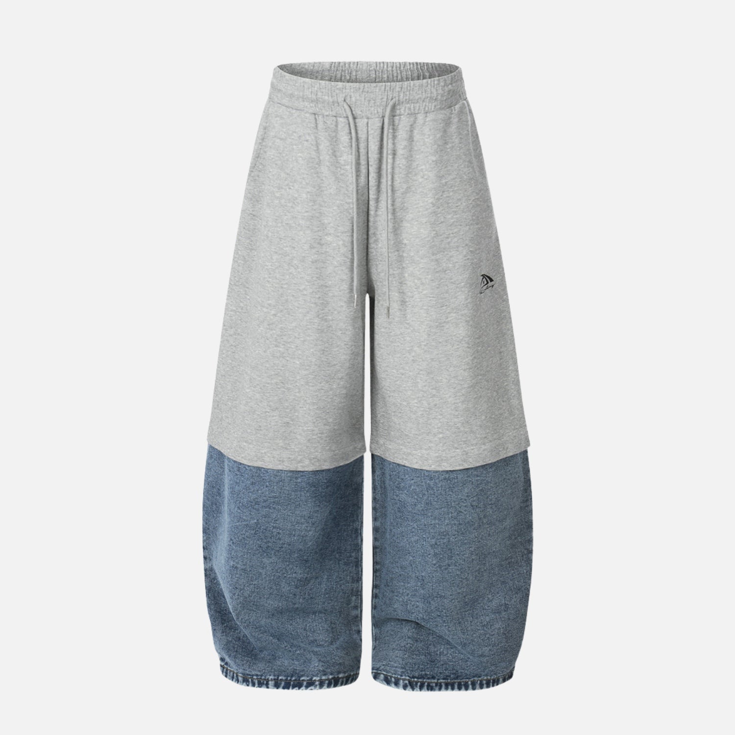 Pantalones anchos de patchwork de mezclilla