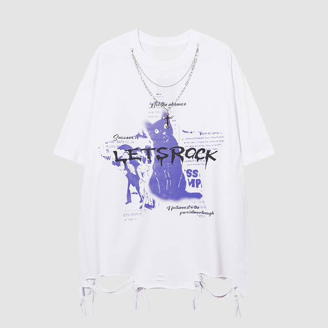 Cat Print Necklace Tee