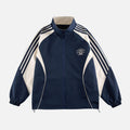 Vintage-Trainingsjacke mit Streifen und Stehkragen