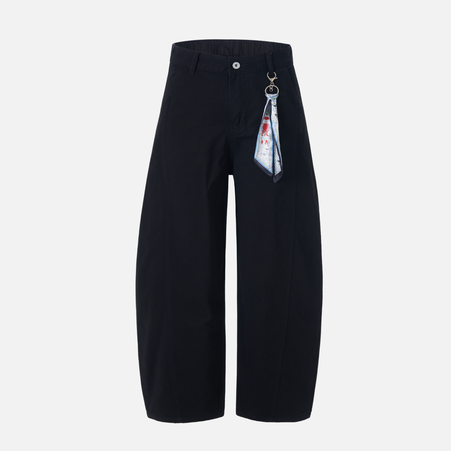 Pendant Detail Slant Cargo Baggy Pants