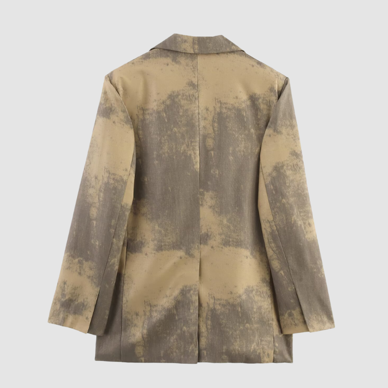 Vintage Printed Single-Button Blazer