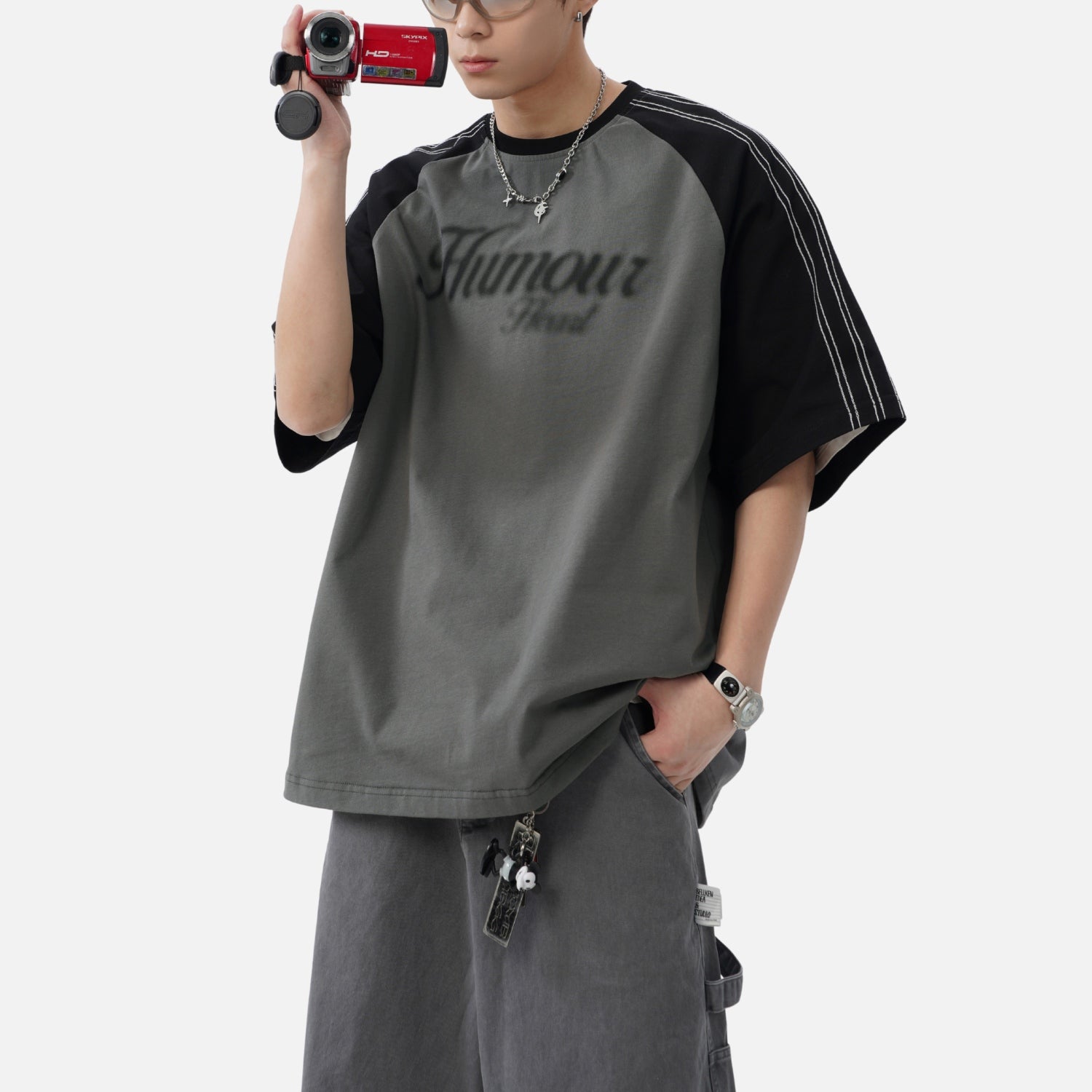 Contrast-Stitch Raglan Tee