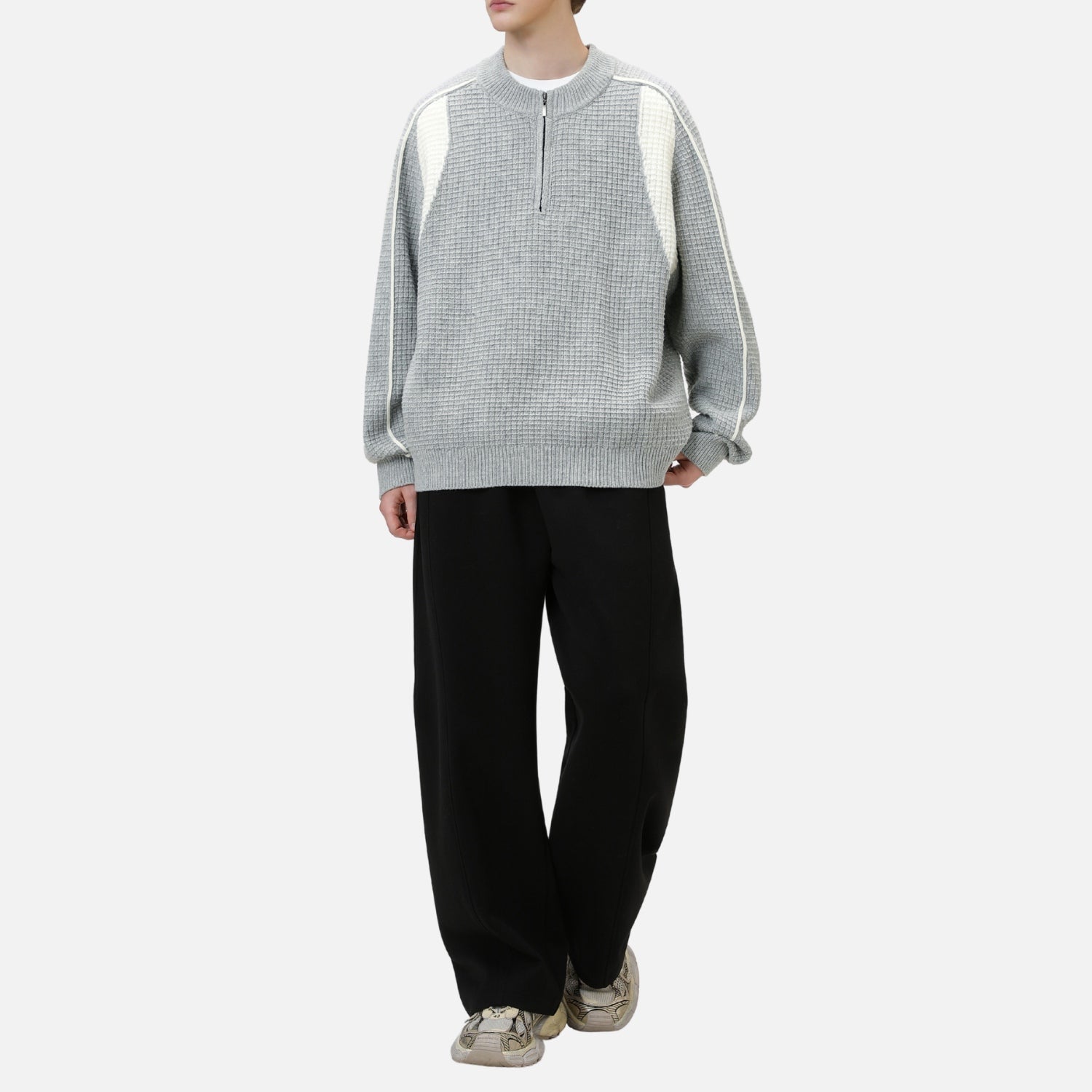 Textured Half-Zip Knit Sweatshirts