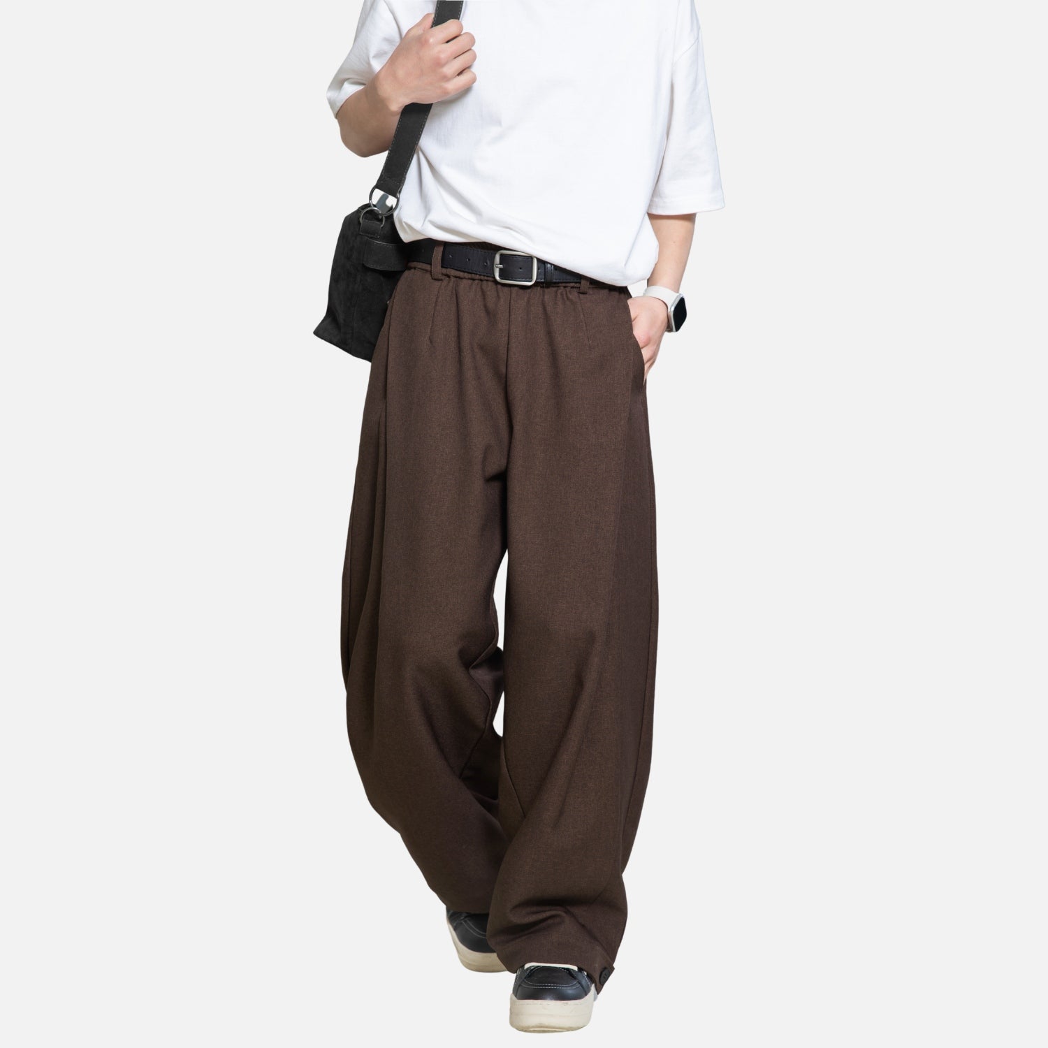 Draped Pleated Straight-Leg Trousers