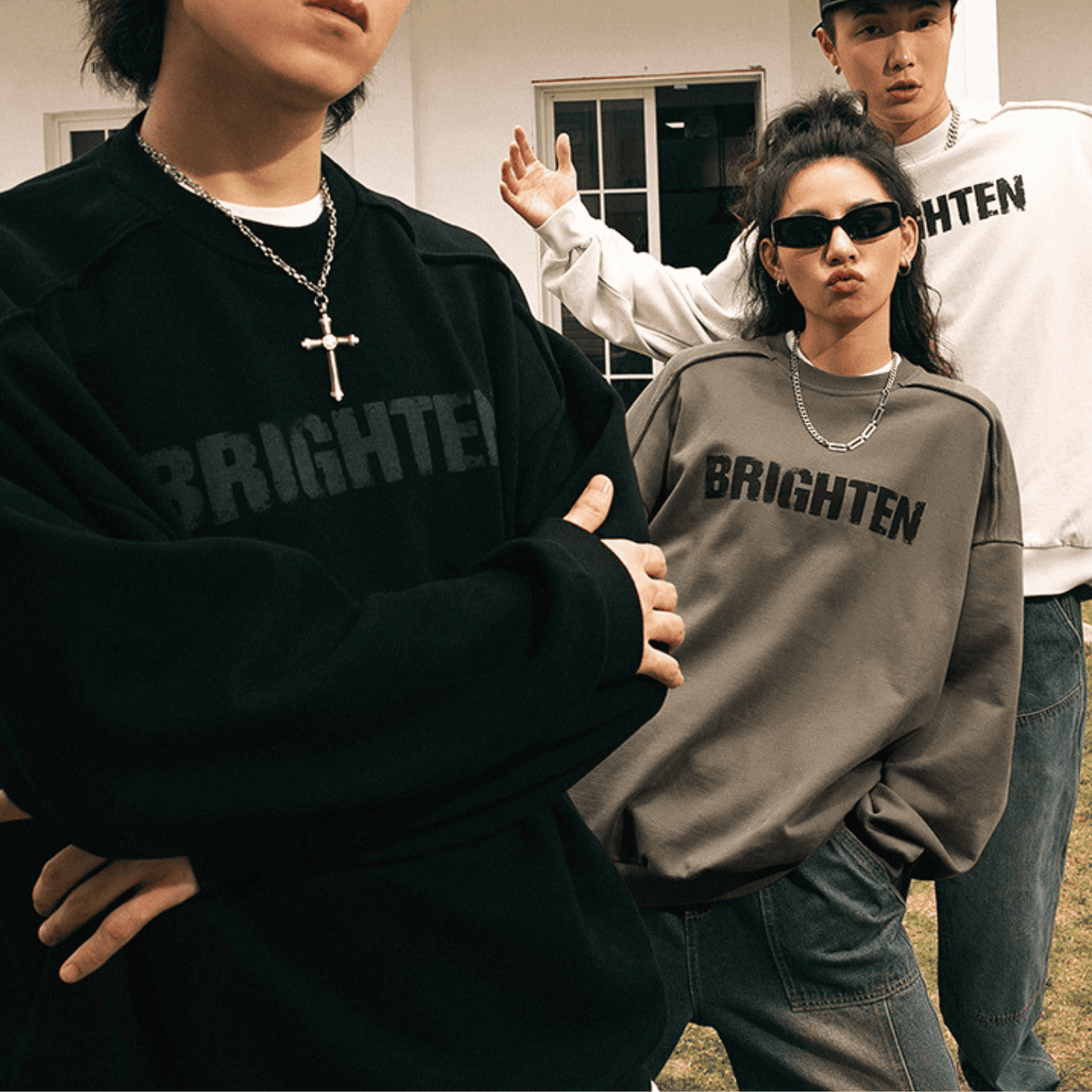 Double Letter Print Sweatshirt