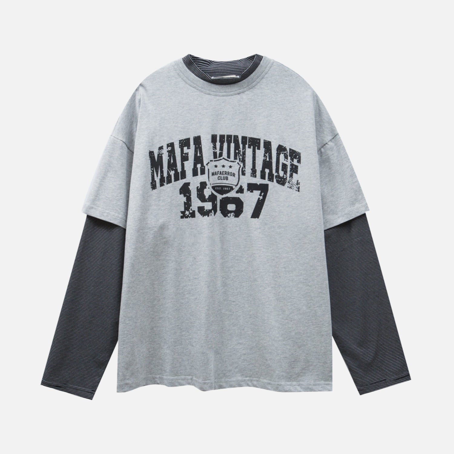 Faux-Layered Graphic Cotton Sweatshirt