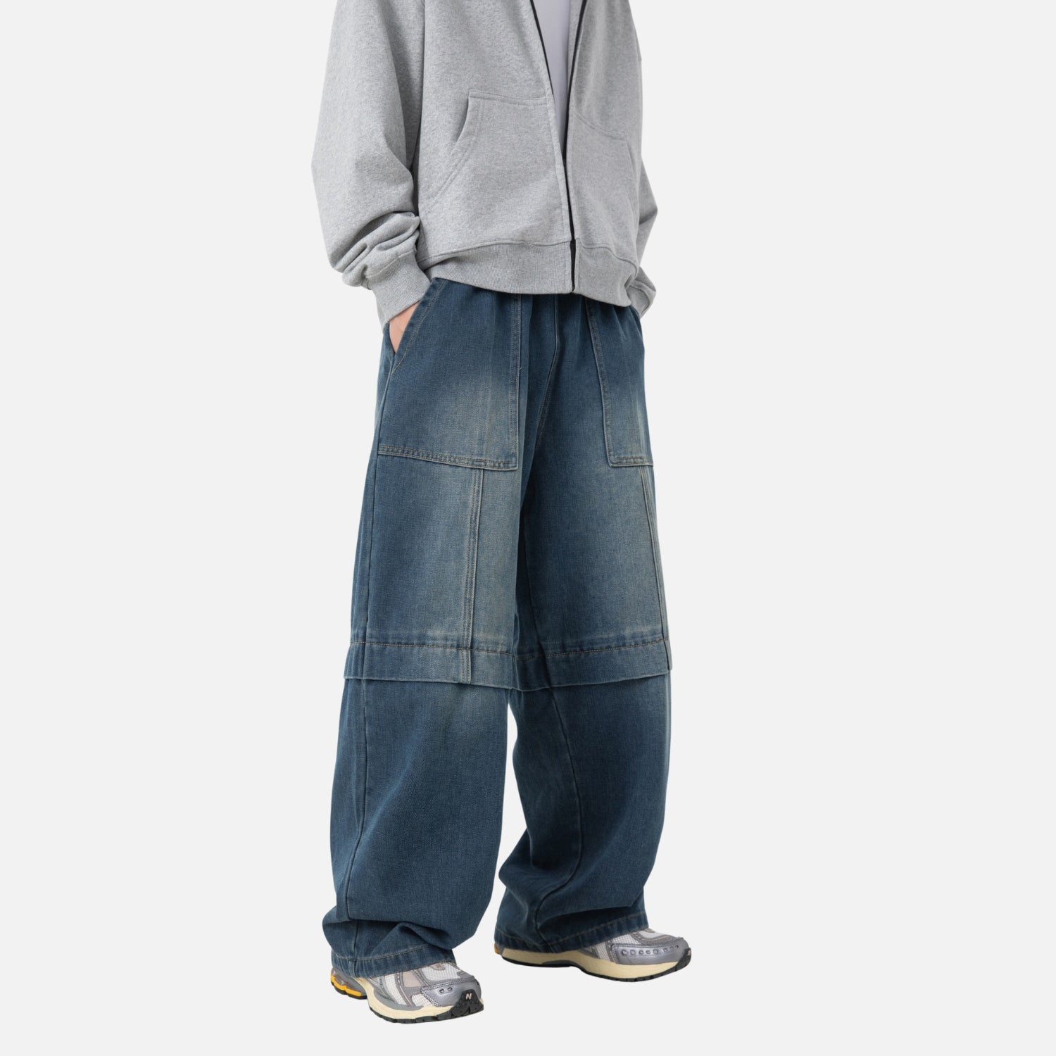 Vintage Washed Paneled Denim Pants