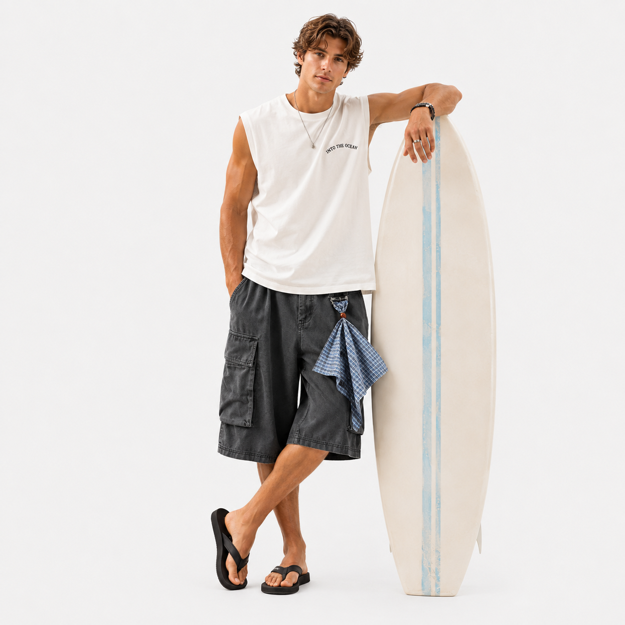 Detachable Plaid Cargo Shorts