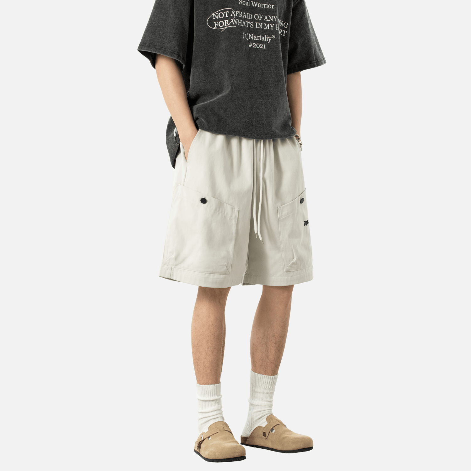 Letter Embroidery Cargo Shorts