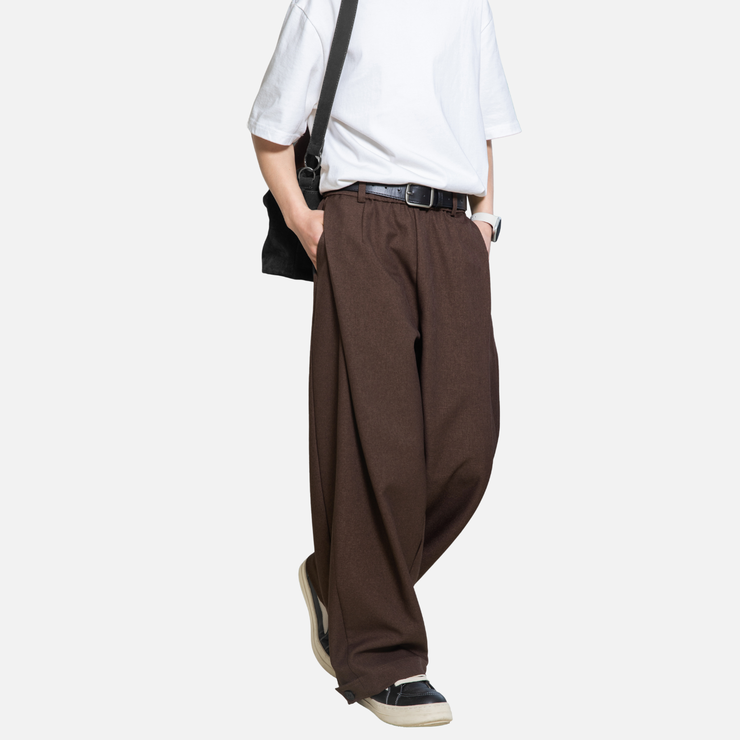 Draped Pleated Straight-Leg Trousers