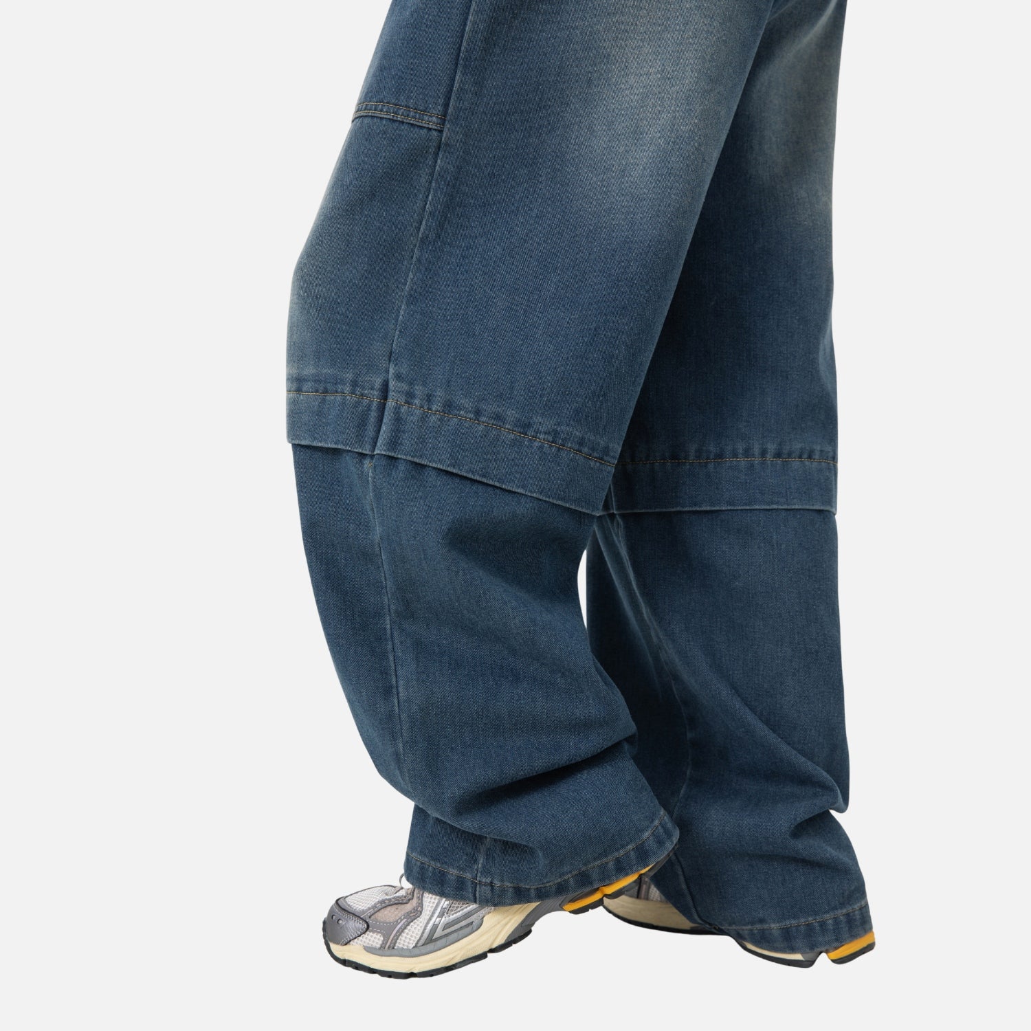 Vintage Washed Paneled Denim Pants