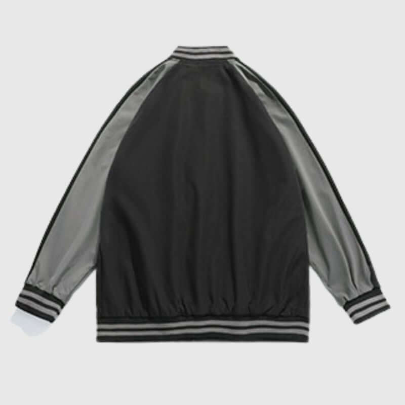 Casual Color-Block Baseball Jacket