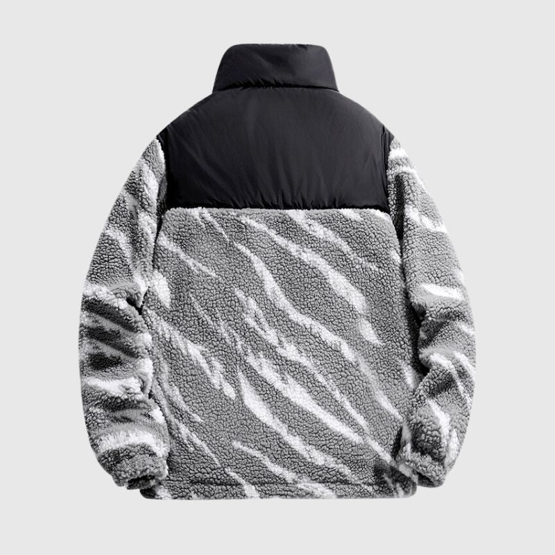 Abrigo con capucha y forro de sherpa para invierno