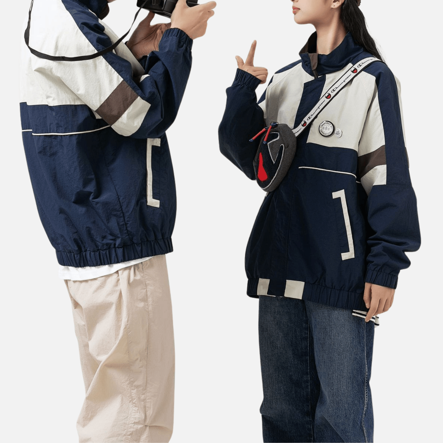 Colorblock Stand Collar Jacket