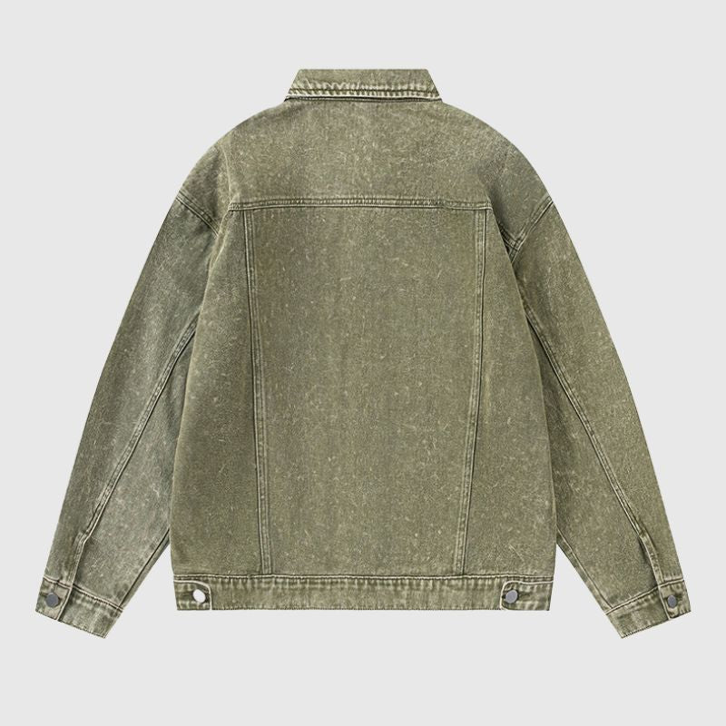 Chaqueta vaquera lavada con bordado vintage