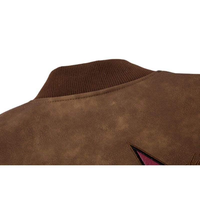 Original Streetwear – Baseballjacke aus besticktem Leder