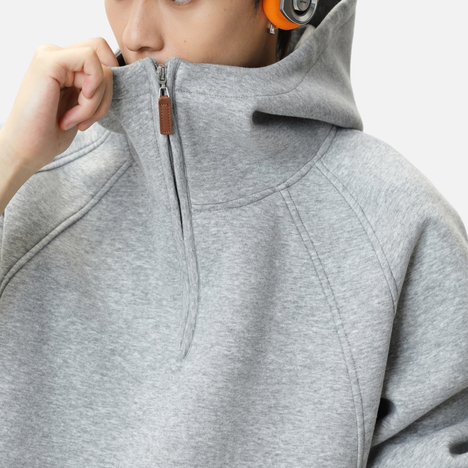 Structured Paneled Hooded Sweatshirt