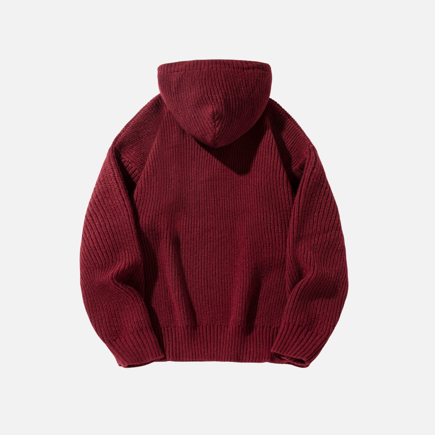 Solid Color Knit Hoodie