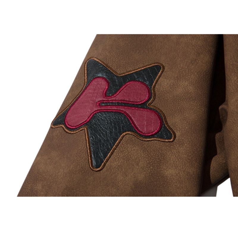 Original Streetwear – Baseballjacke aus besticktem Leder
