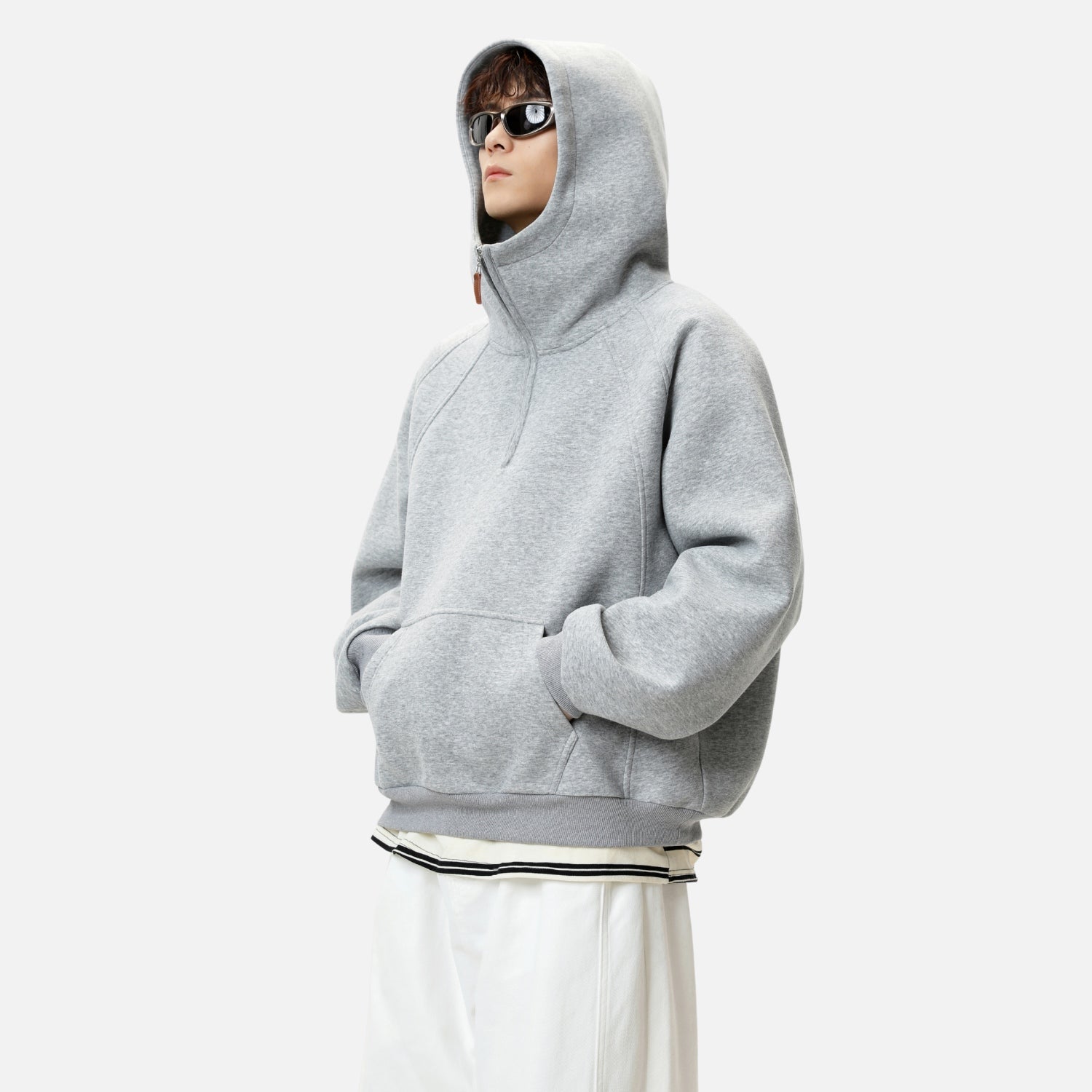 Structured Paneled Hooded Sweatshirt
