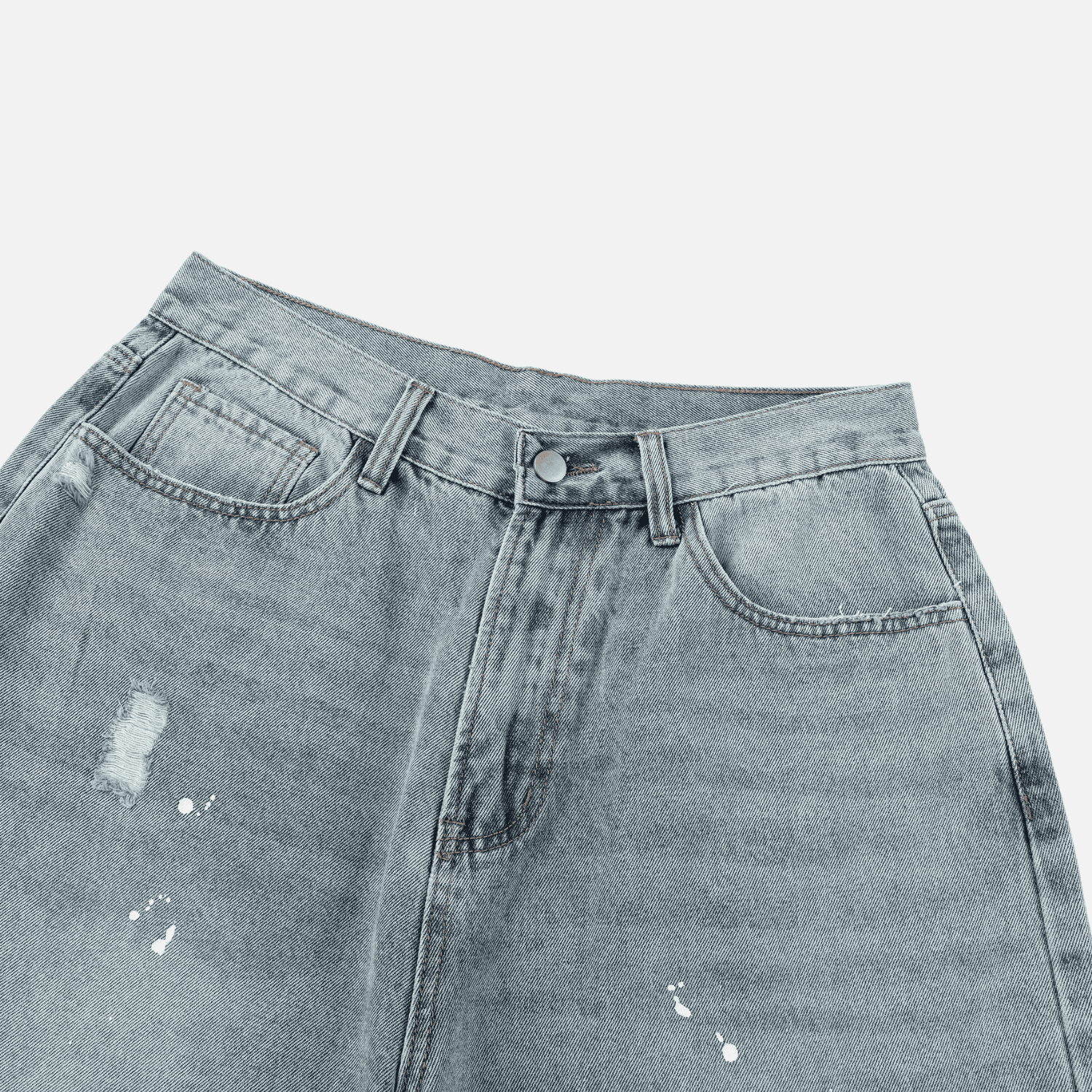 Vintage Washed Paint-Splatter Jeans