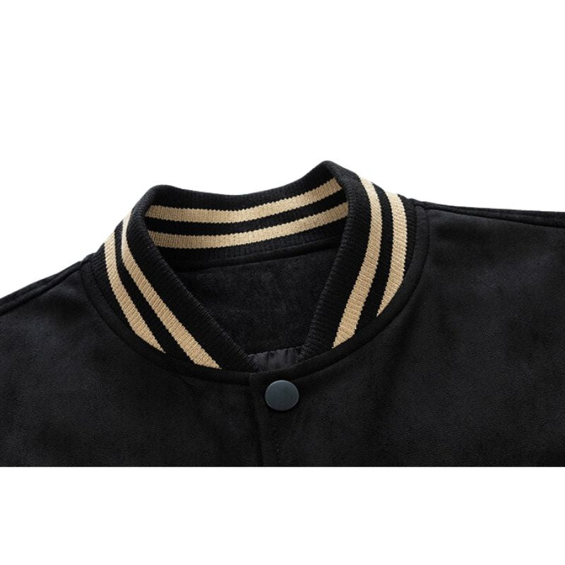 Chaqueta de béisbol de ante bordada estilo urbano
