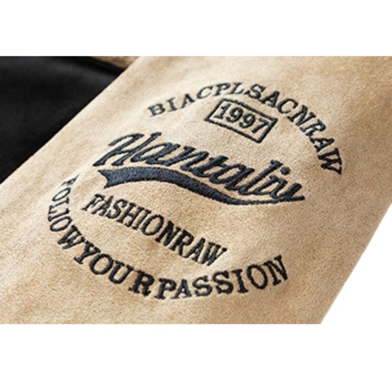 Chaqueta de béisbol de ante bordada estilo urbano