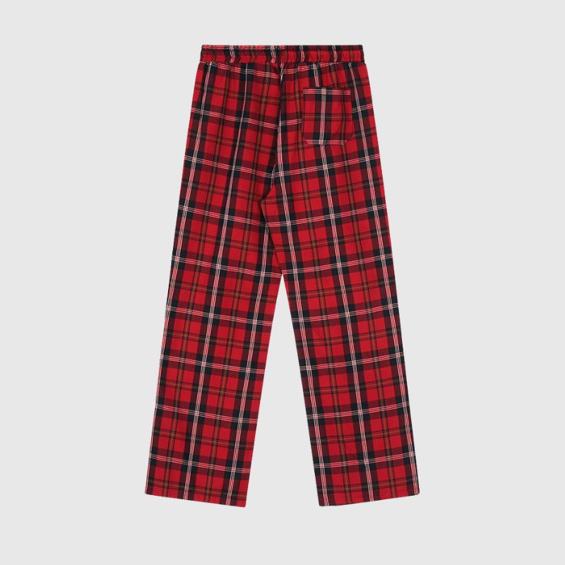 Pantalones casuales a cuadros con cordón