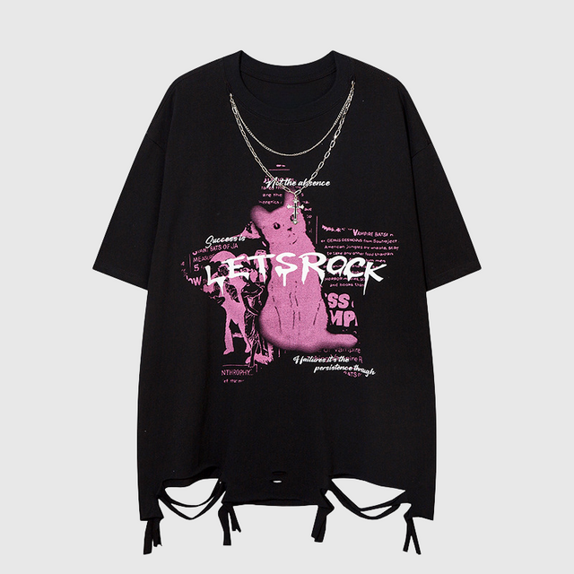 Cat Print Necklace Tee