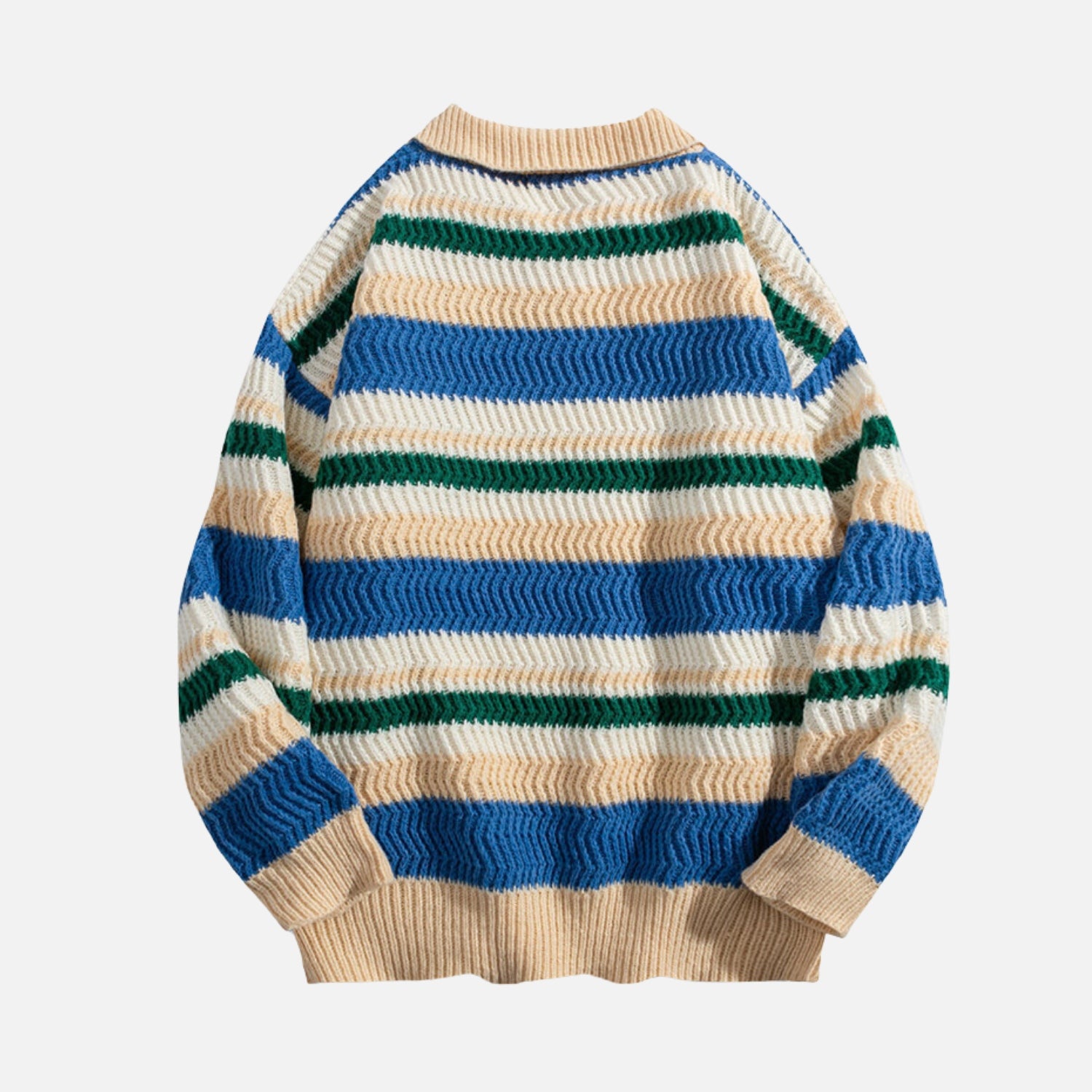 Colorblock Striped Polo Knit Sweater