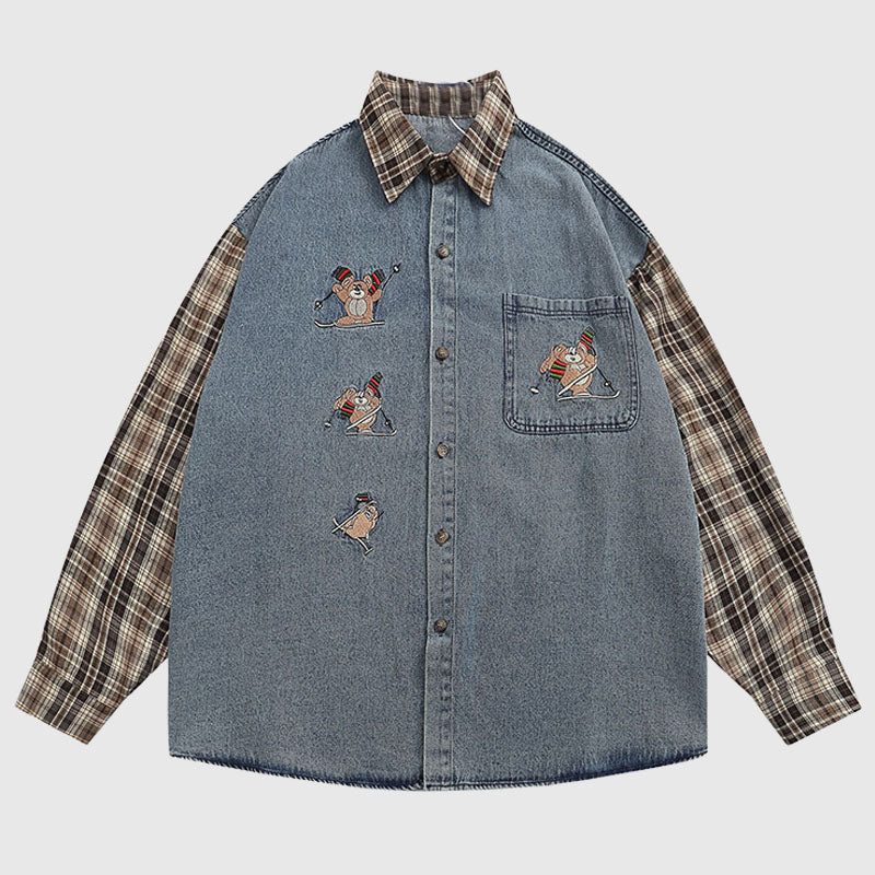 Camisas vintage de patchwork a cuadros