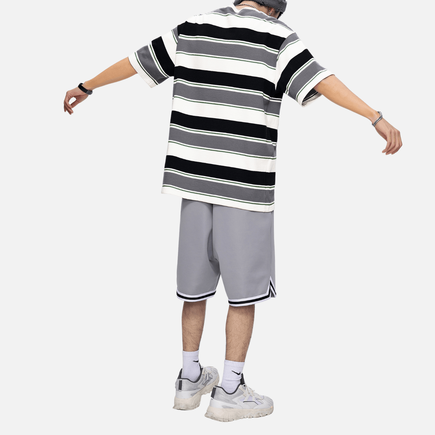 Striped Colorblock Cotton T-Shirt