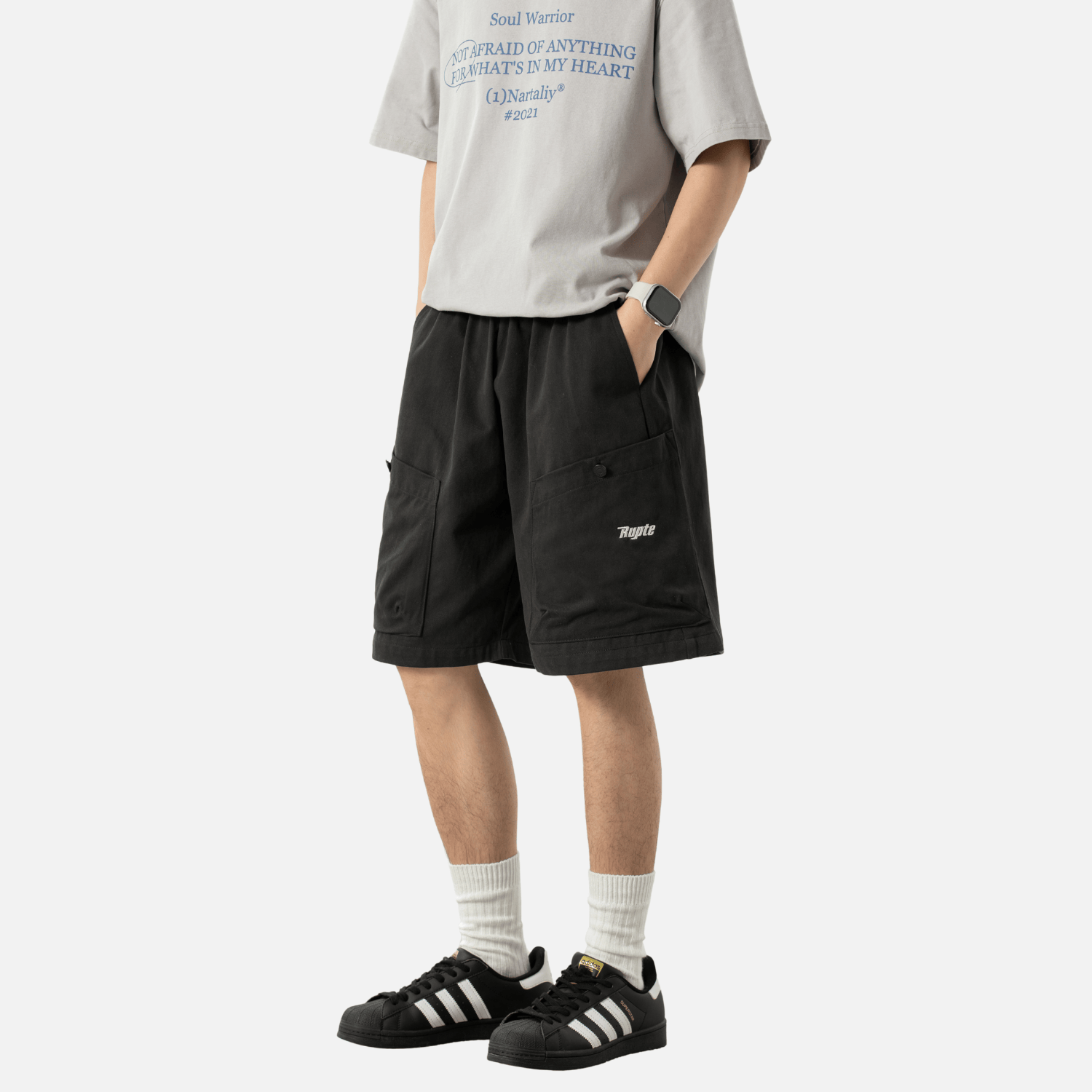 Letter Embroidery Cargo Shorts