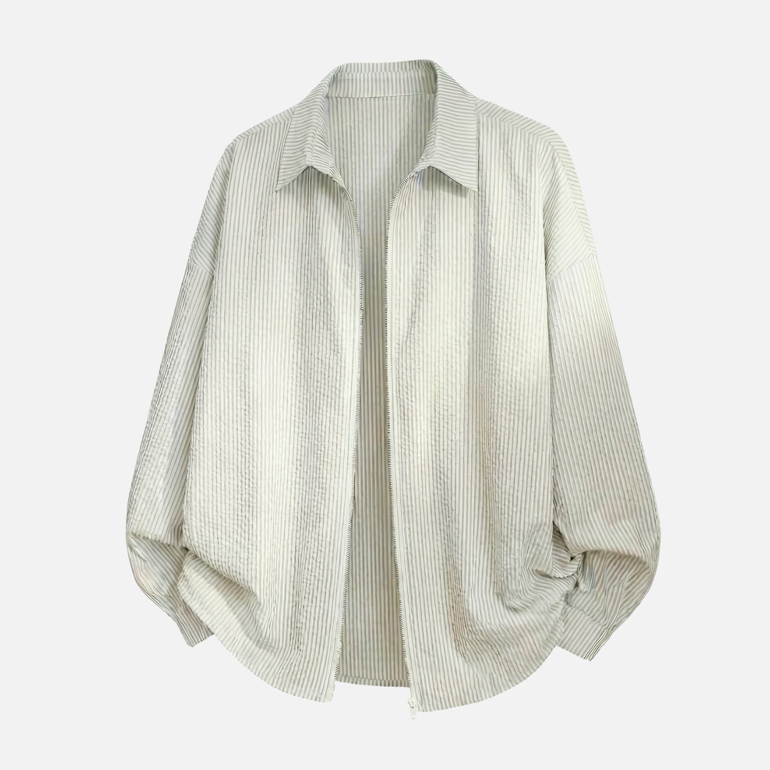 Japanese Zip-Up Striped Shirt Jacket