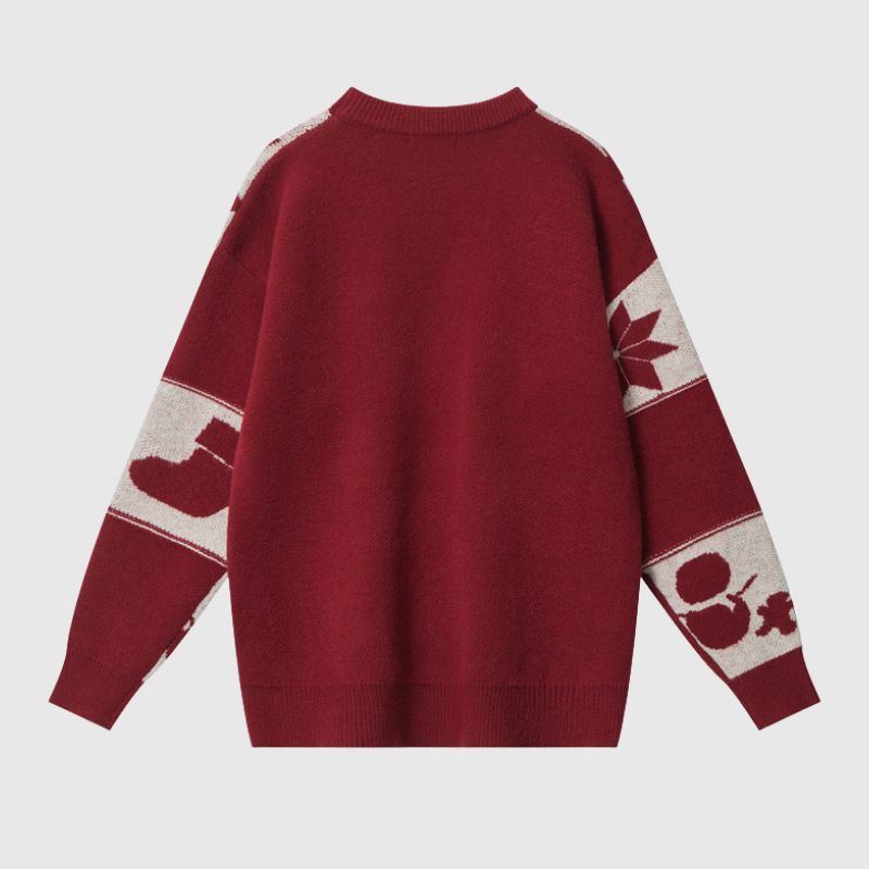 Suéter con estampado navideño en relieve y bloques de color
