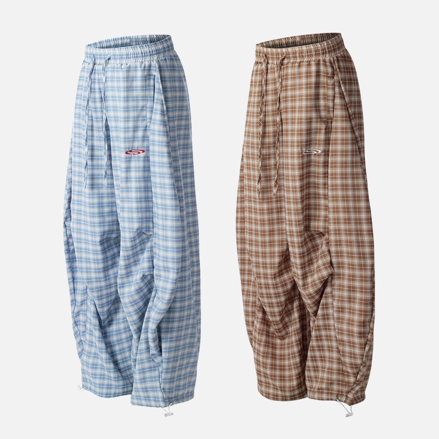 Plaid Slouchy Slant Baggy Pants