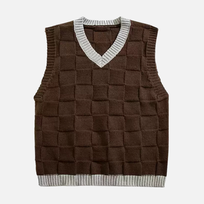 Checkered Knit Vest